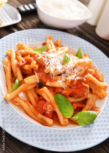 Italian style pasta with tomato sauce
