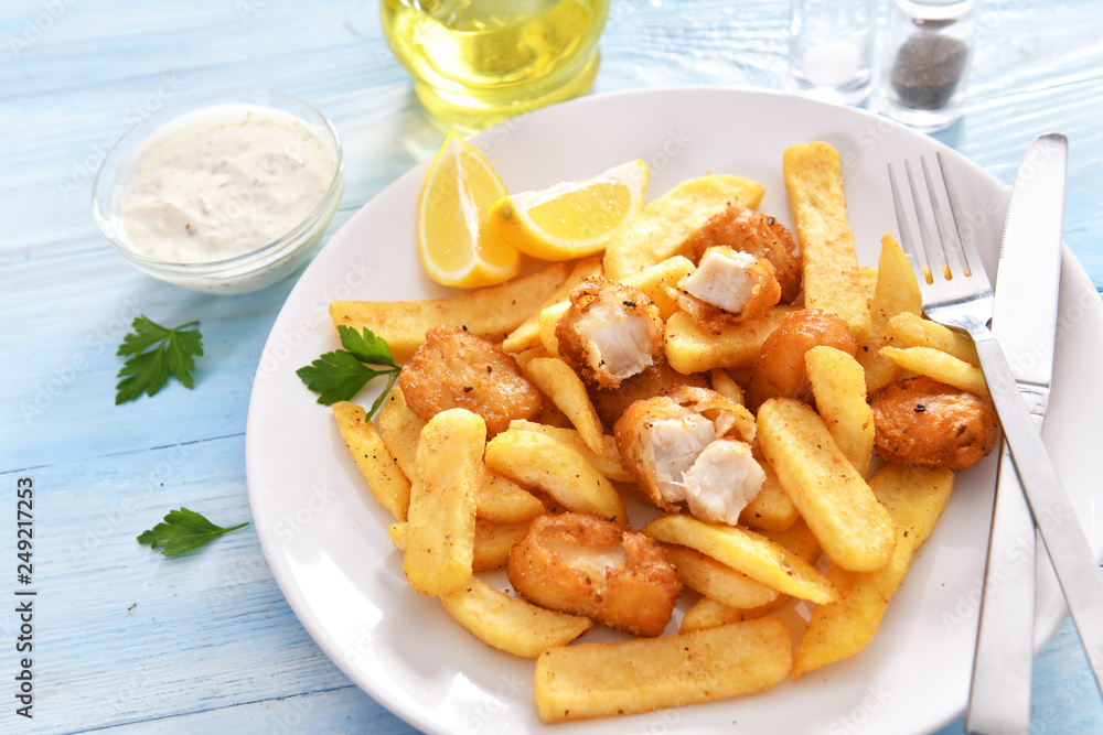 Fish and chips - traditional english fast food Fish and chips - traditional english fast food