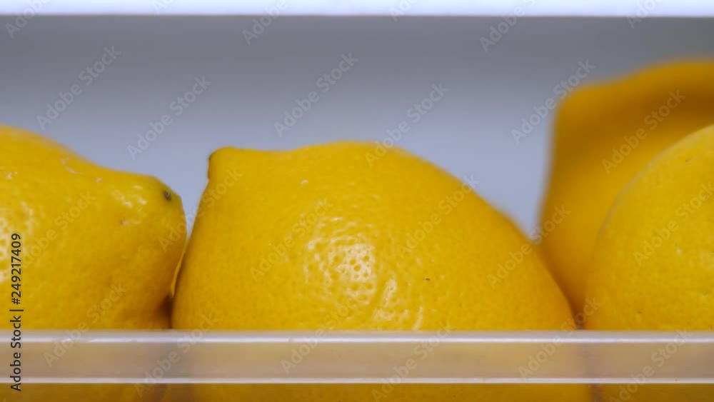 Organic food, fruits. Detox drink. Citrus fruits in refrigerator. Fresh