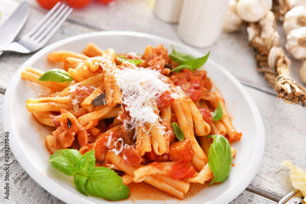 Italian style pasta with tomato sauce