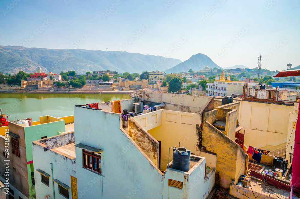 Panoramic view on city Pushkar, Rajasthan, India.