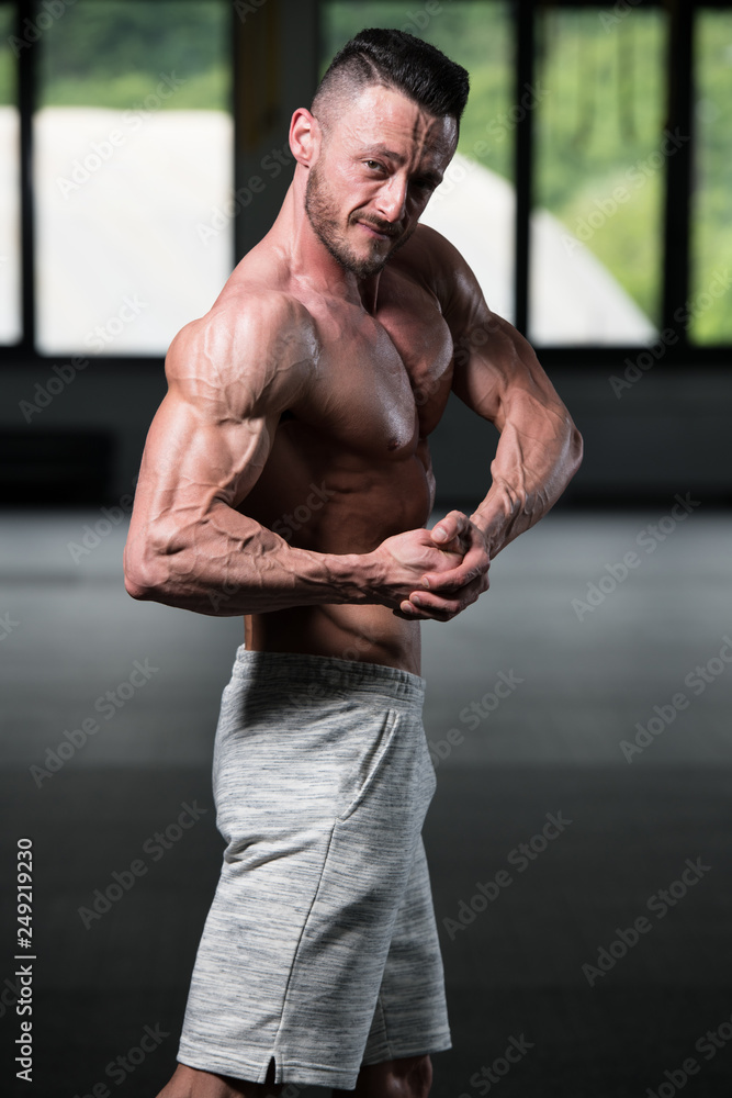 Bodybuilder Performing Side Chest Pose Stock Photo Adobe Stock