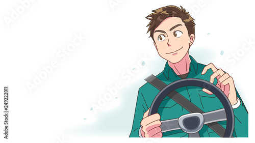 運転手 物流 トラック 若い男性のイラスト