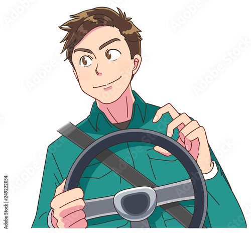 運転手 物流 トラック 若い男性のイラスト
