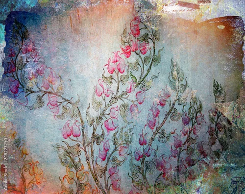 Obraz grunge butterfly background texture