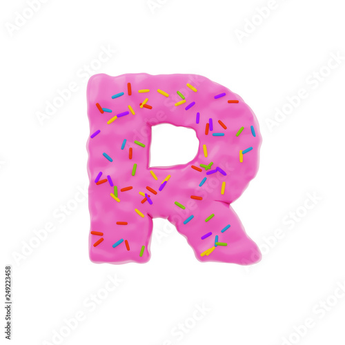 Isolated letter shaped cake with icing and sprinkles on top