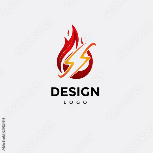 Vector logo design, fire icon, and lightning