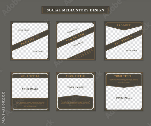 Social media post template in vintage retro artdeco victorian style theme with paragraph and issue title text set