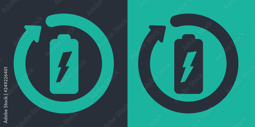 Battery recycle or recharge vector flat icon Battery recycle or recharge vector flat icon