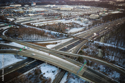 Aerial of Highway Traffic 