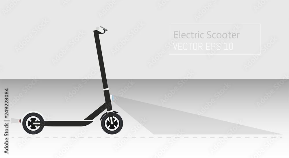 Cartoon picture with Electric Scooter, Kick Scooter, Eco alternative city transport. Flat, realistic style, vector illustration. White Background. Cartoon picture with Electric Scooter, Kick Scooter, Eco alternative city transport. Flat, realistic style, vector illustration. White Background.