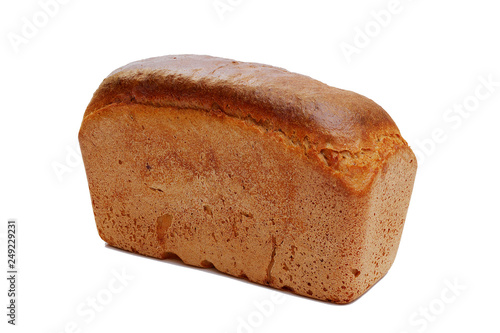 loaf of rye bread isolated on white background