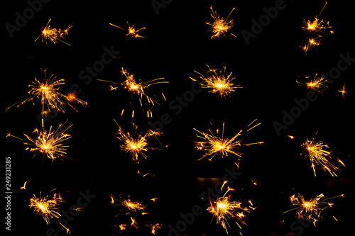 Canvas Print set of fire sparking of firework for effect collection pack 2.