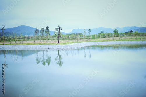 lagoon with mountain