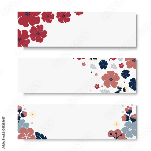 Colorful flower card template set