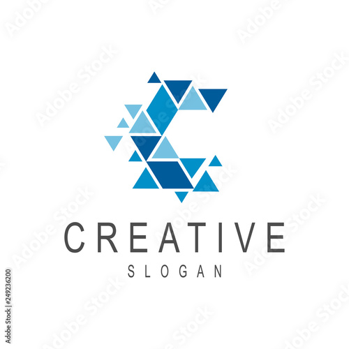 mosaic letter c logo, crystal letter c logo