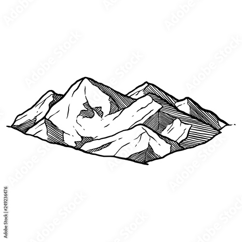 hand drawn of mountains vector iluustration