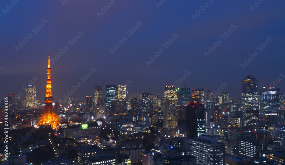 Fototapeta premium 東京夜景 東京タワー 晴海 豊洲 お台場方面 