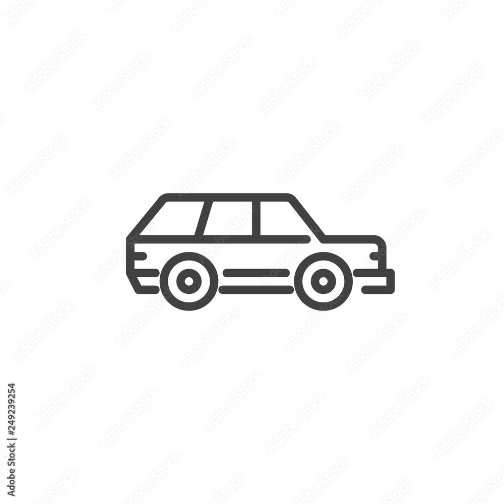 Station wagon car line icon. linear style sign for mobile concept and web design. Family car outline vector icon. Symbol, logo illustration. Pixel perfect vector graphics