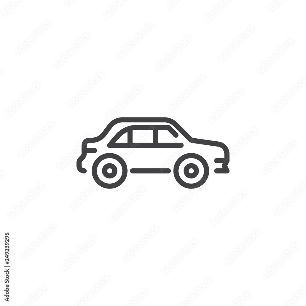 Sedan car line icon. linear style sign for mobile concept and web design. Car outline vector icon. Transportation symbol, logo illustration. Pixel perfect vector graphics Sedan car line icon. linear style sign for mobile concept and web design. Car outline vector icon. Transportation symbol, logo illustration. Pixel perfect vector graphics