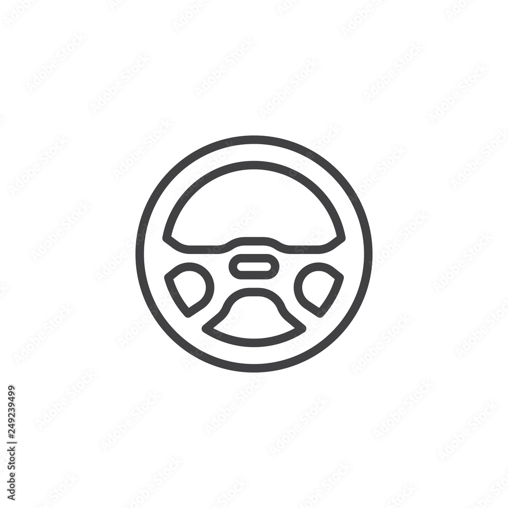 Steering wheel line icon. linear style sign for mobile concept and web design. Sport car steering wheel outline vector icon. Symbol, logo illustration. Pixel perfect vector graphics