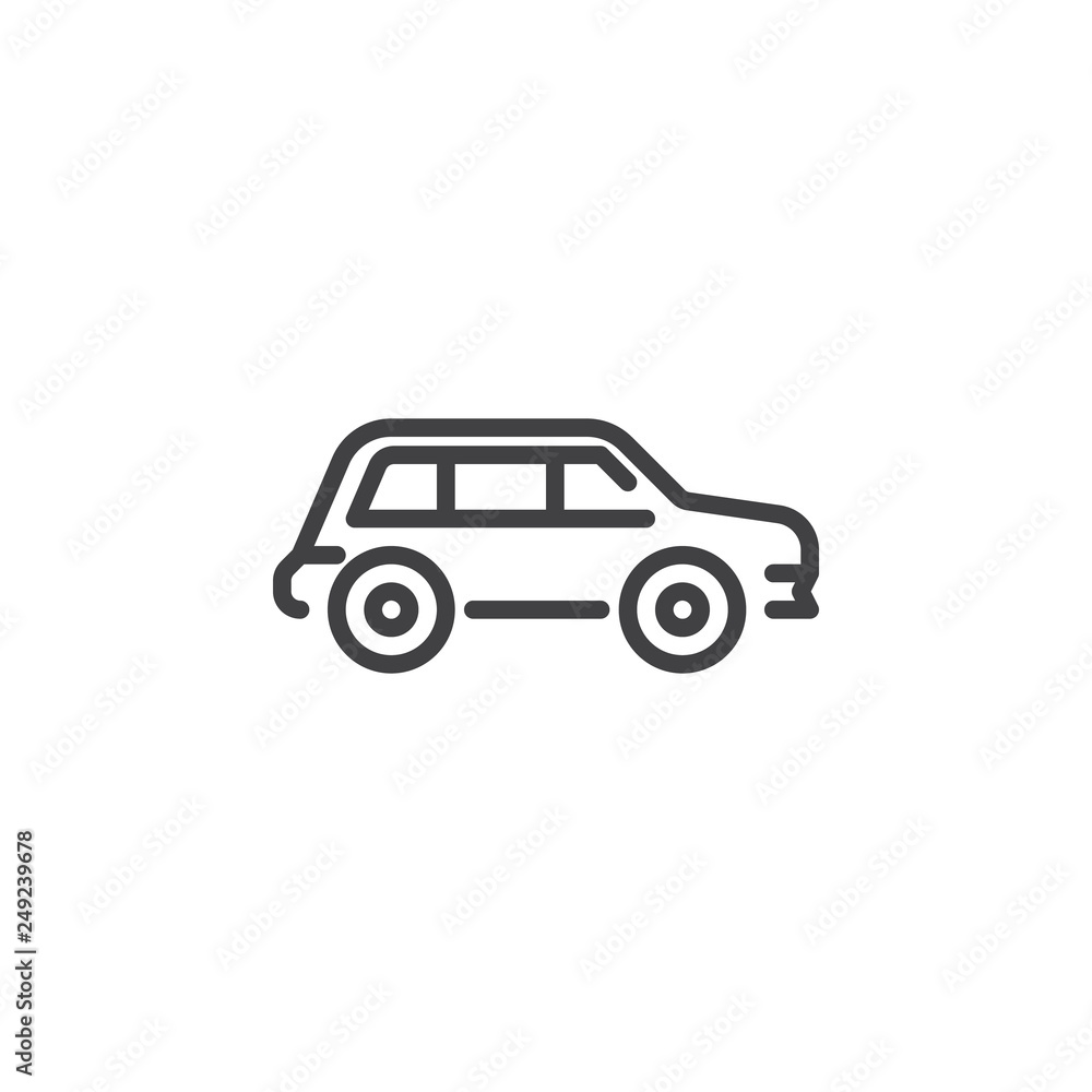 Crossover car line icon. linear style sign for mobile concept and web design. Transportation car outline vector icon. Symbol, logo illustration. Pixel perfect vector graphics