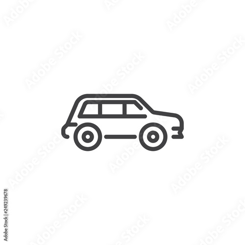 Crossover car line icon. linear style sign for mobile concept and web design. Transportation car outline vector icon. Symbol  logo illustration. Pixel perfect vector graphics