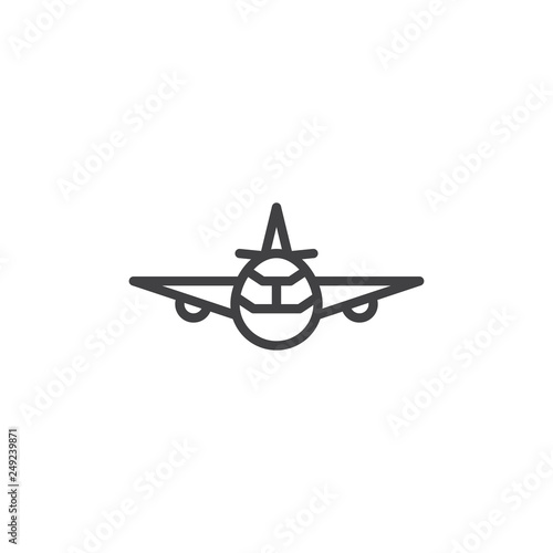 Aircraft front view line icon. linear style sign for mobile concept and web design. Airplane front fly outline vector icon. Symbol, logo illustration. Pixel perfect vector graphics