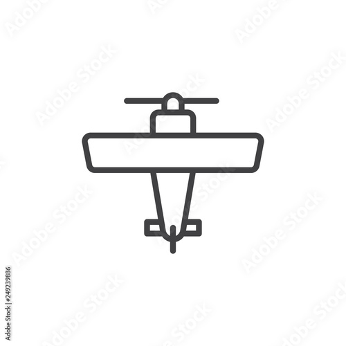 Propeller airplane line icon. linear style sign for mobile concept and web design. Biplane top view outline vector icon. Symbol, logo illustration. Pixel perfect vector graphics