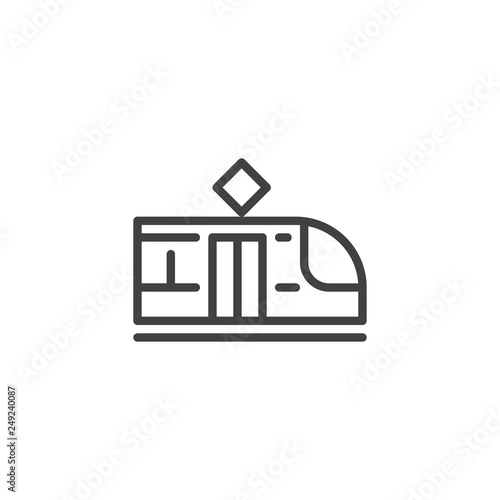 Modern tram train line icon. linear style sign for mobile concept and web design. Tram train outline vector icon. Symbol, logo illustration. Pixel perfect vector graphics
