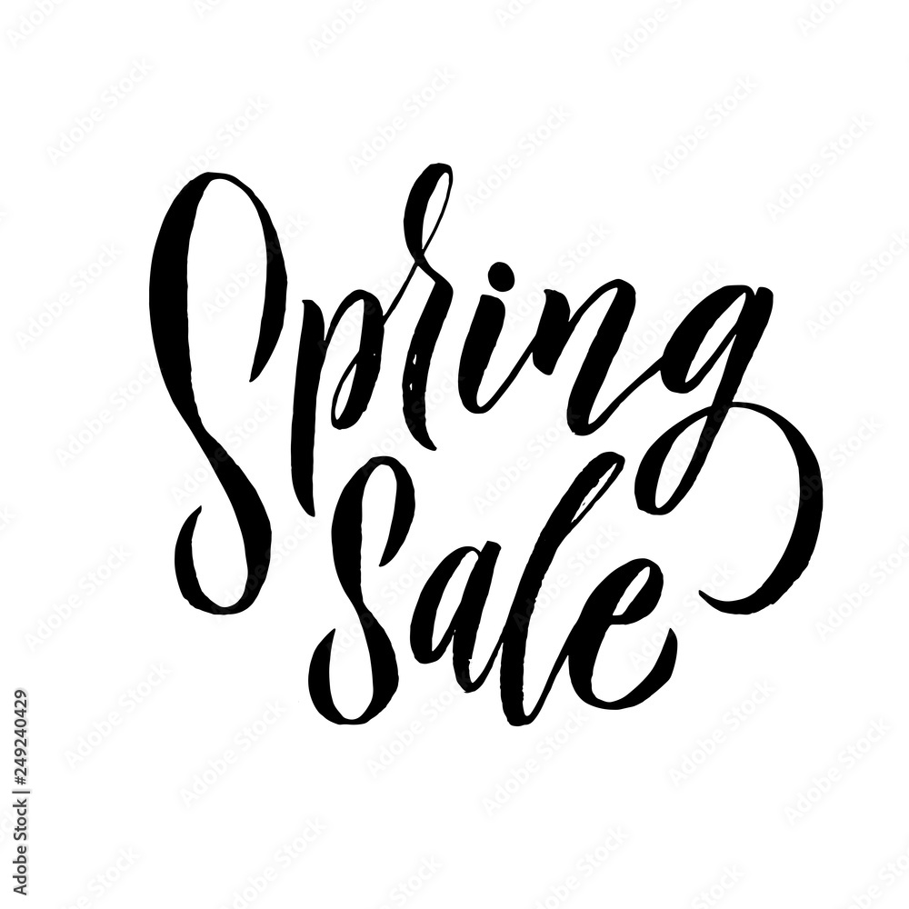 Obraz premium Spring. Trendy script lettering design Spring Sale. - Vector