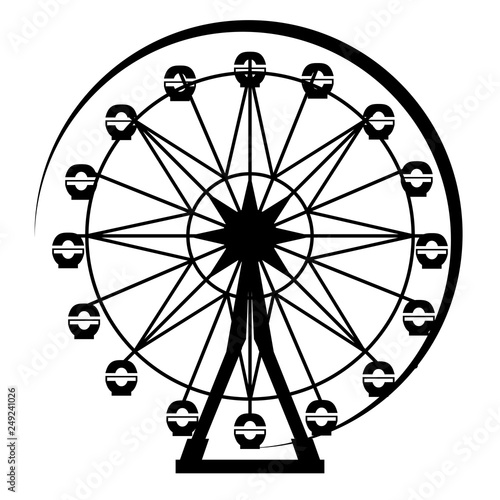 Ferris Wheel Silhouette from Amusement Park.