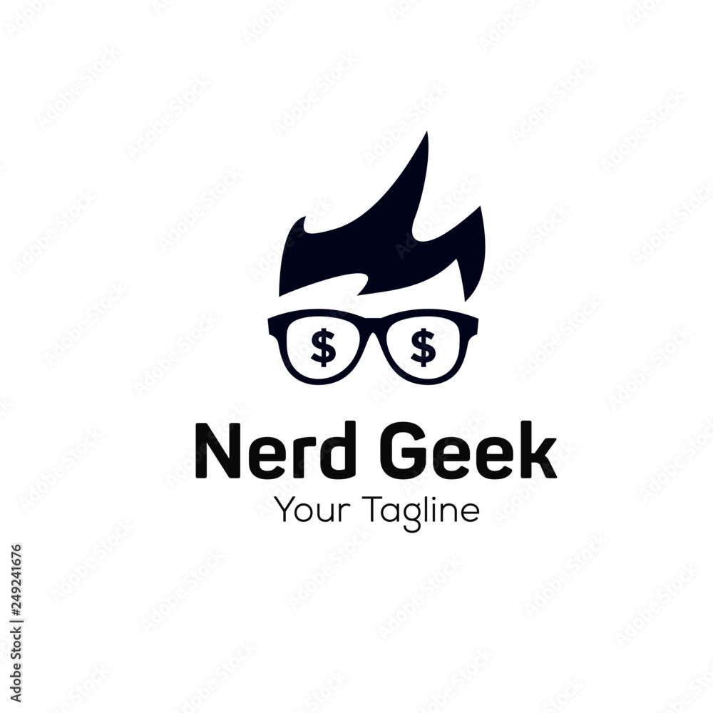 Geek and Nerd Logo Character Stock Image Geek and Nerd Logo Character Stock Image