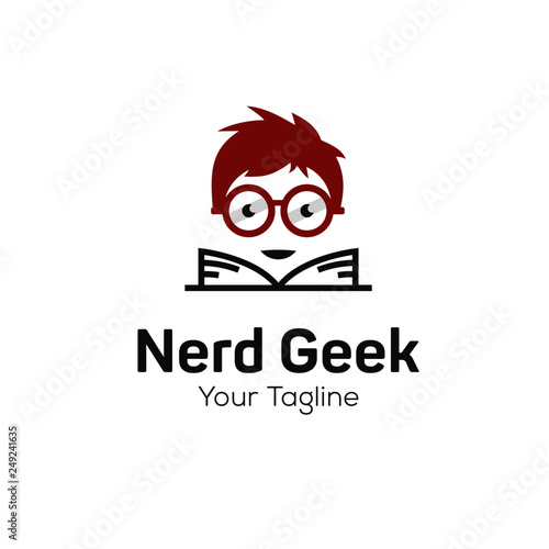 Geek and Nerd Logo Character Stock Image 