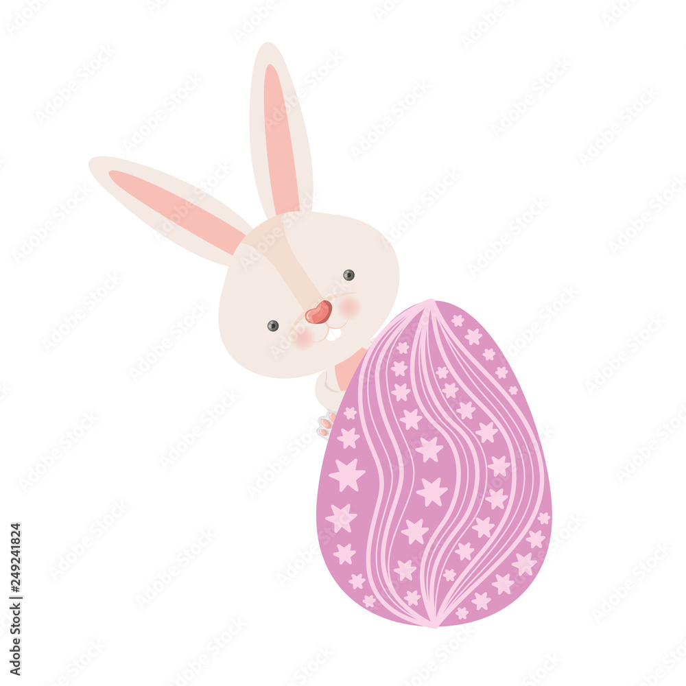 easter rabbit with egg isolated icon easter rabbit with egg isolated icon