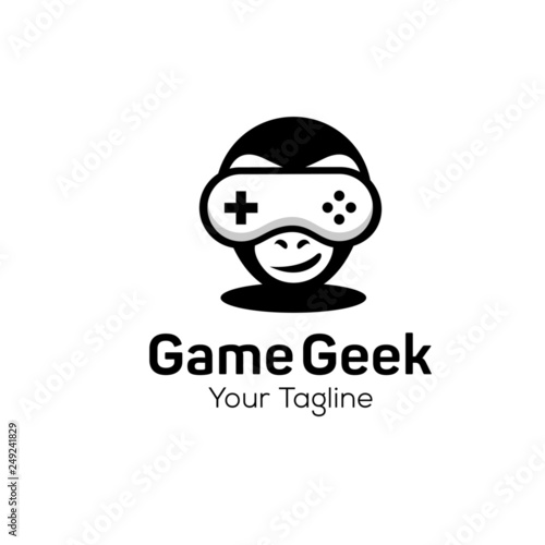 Geek and Nerd Logo Character Stock Image 