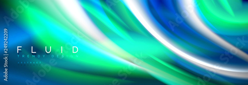 Fluid colors mixing glowing neon wave background, holographic texture