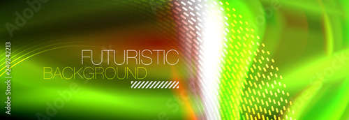 Fluid colors mixing glowing neon wave background, holographic texture