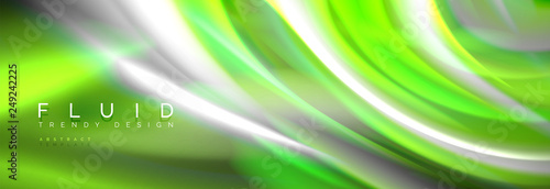 Fluid colors mixing glowing neon wave background, holographic texture