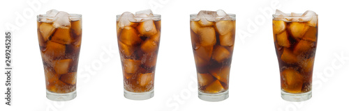 Cola in glass on white background.
