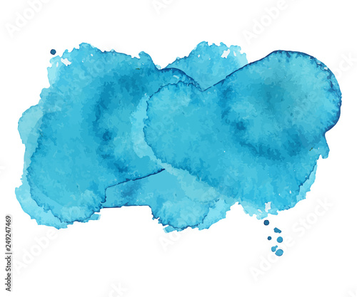 Abstract watercolor shape on white background. Color splashing hand drawn vector painting