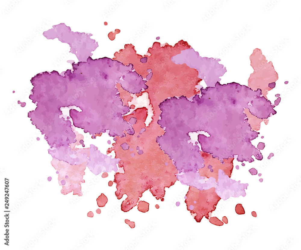 Abstract watercolor shape on white background. Color splashing hand drawn vector painting