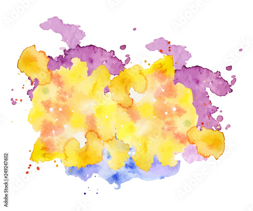 Abstract watercolor shape on white background. Color splashing hand drawn vector painting