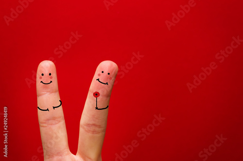 Painted finger smiley, valentine's day theme - Image.