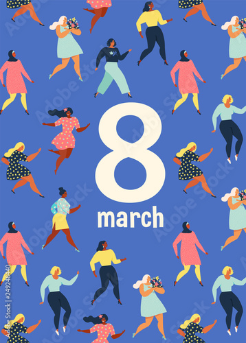 8 march, International Womens Day. Feminism concept template design. Vector illusttation.