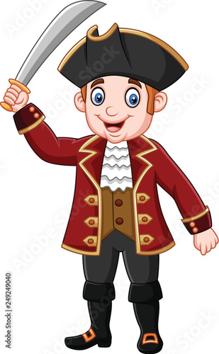 Cartoon captain pirate holding a sword 
