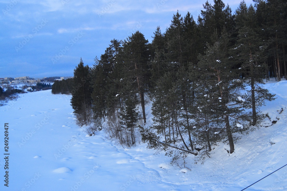 bank frozen river. bank frozen river.