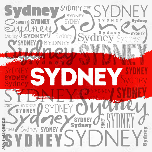 Sydney wallpaper word cloud, travel concept background