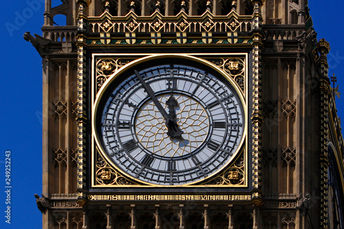 London (UK), Big Ben, Uhrenturm, 5 vor 12 Uhr, Detail, England..