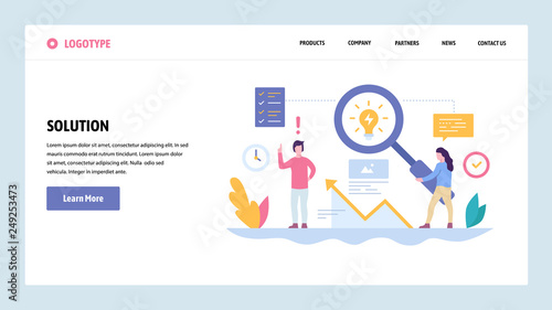 Vector web site gradient design template. Creative process and new ideas. Creativity solution concept. Landing page concepts for website and mobile development. Modern flat illustration.